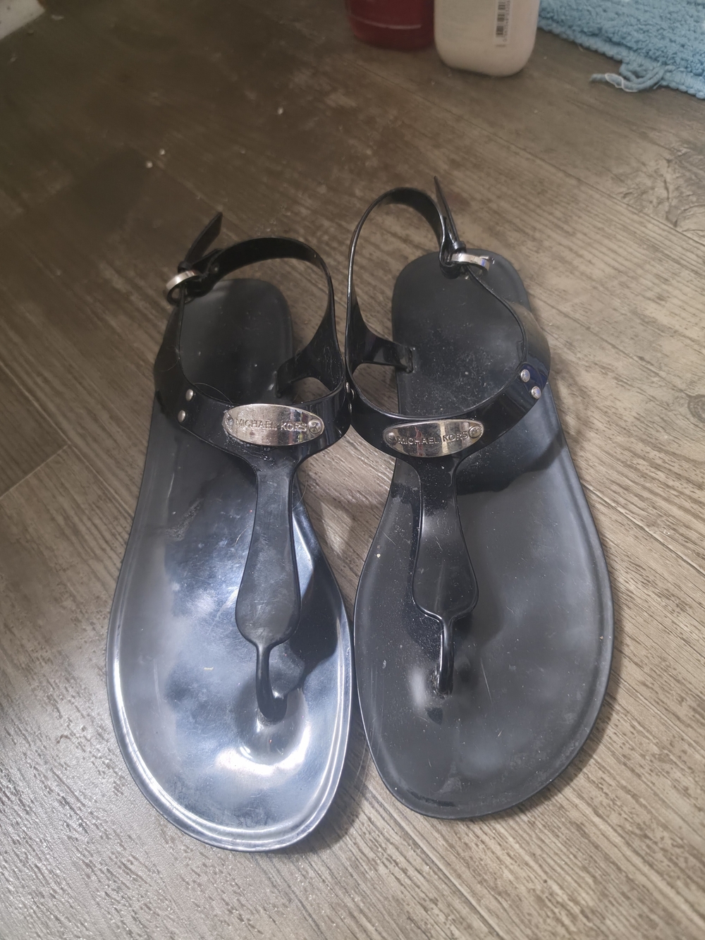 Michael Kors Black Jelly T-Strap Sandals